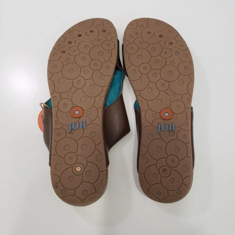 New Juil Mesa Women's Brown Leather Slip In Sandals, Size 10 - Picture 8 of 9